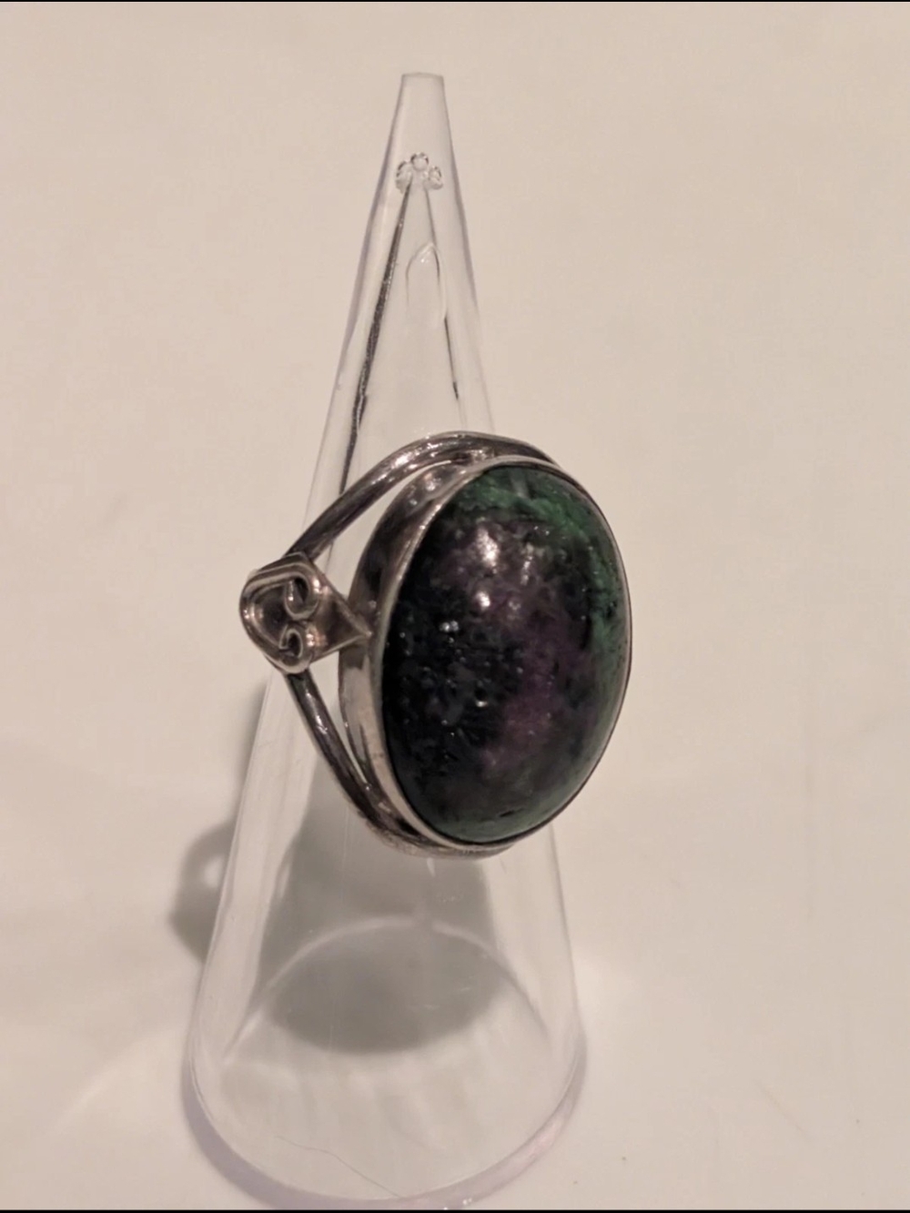 Gemstone Oval Ruby Zoisite Sterling Silver Ring Size 6